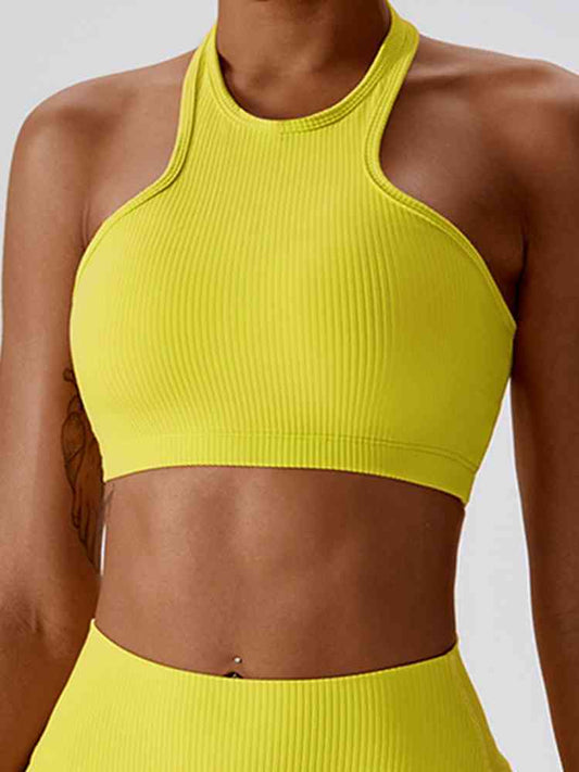 Halter Neck Sleeveless Cropped Tank Top