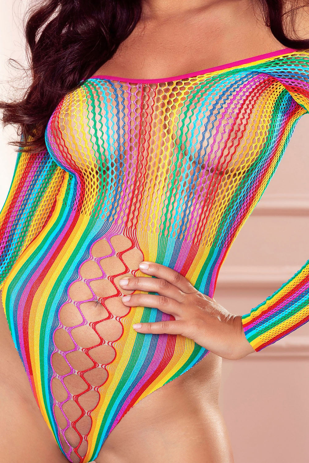 Multicolored Stripe Open Back Teddy