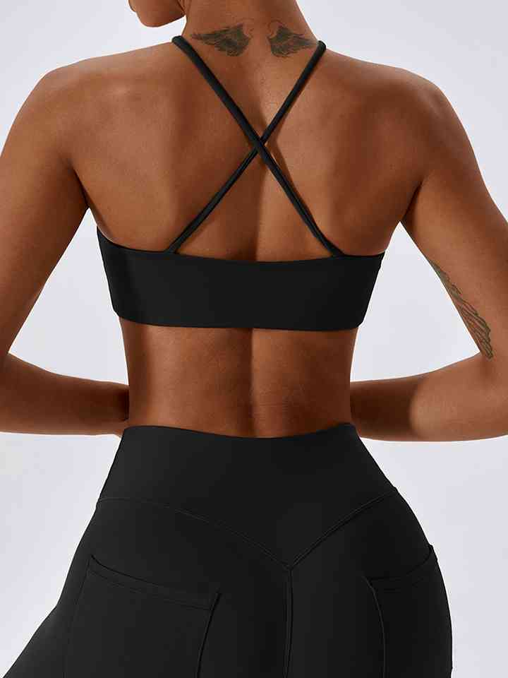 Cropped Halter Neck Sports Bra