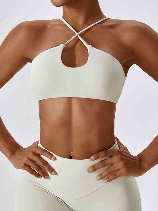 Cropped Halter Neck Sports Bra