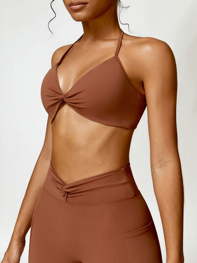 Twisted Halter Neck Active Bra